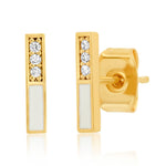 TAI JEWELRY Earrings White Domino Bars With Cz Studs