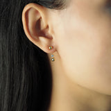 TAI JEWELRY Earrings Double Gold Ball And Cz Ear Jacket