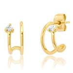 TAI JEWELRY | Double Huggie with CZ Stone Accent | Earrings |