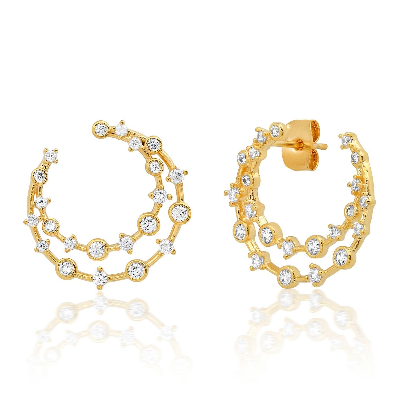 TAI JEWELRY Earrings Double Row Cz Front Facing Hoop