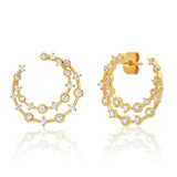 TAI JEWELRY Earrings Double Row Cz Front Facing Hoop