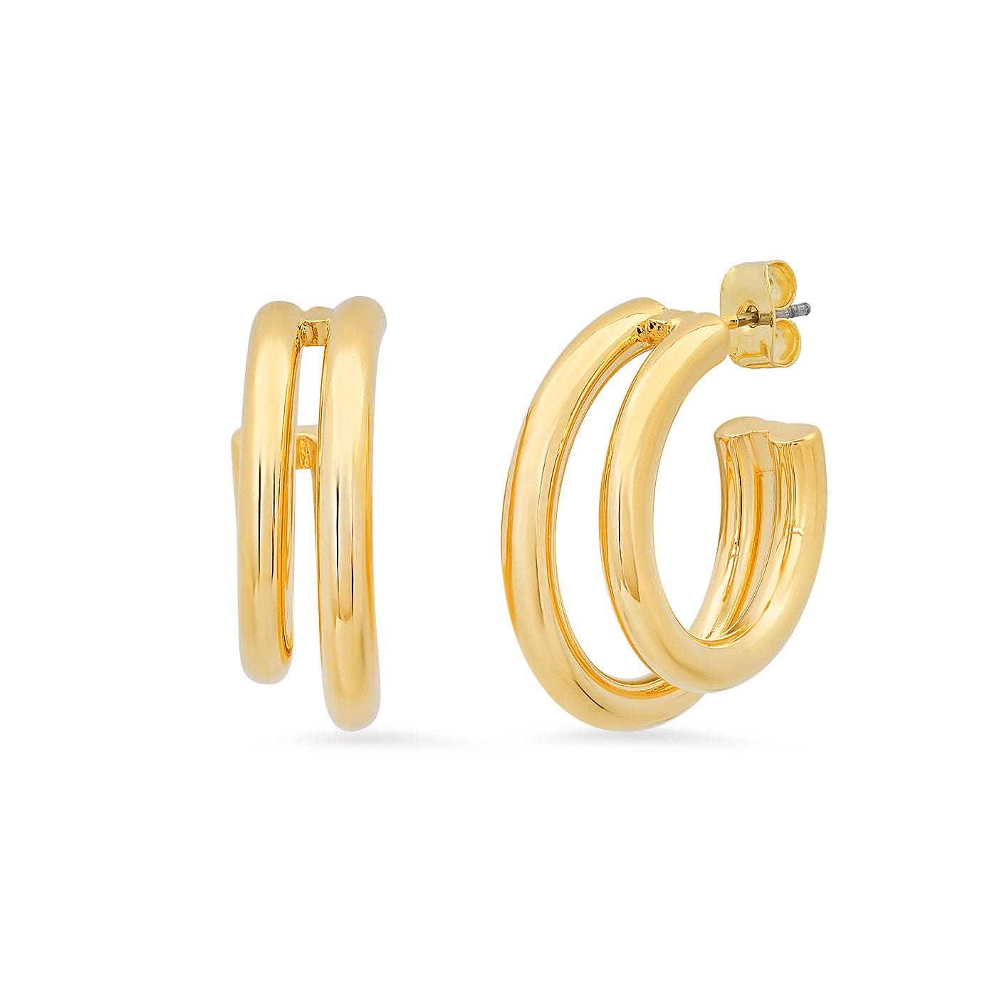 TAI JEWELRY | Double Row High Low Tubular Hoop | Earrings |