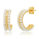 TAI JEWELRY Earrings Double Row Pearl Hoops