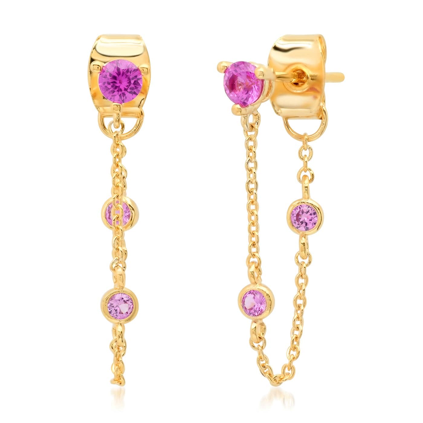 TAI JEWELRY | Draper Studs With CZ Chain | Earrings |