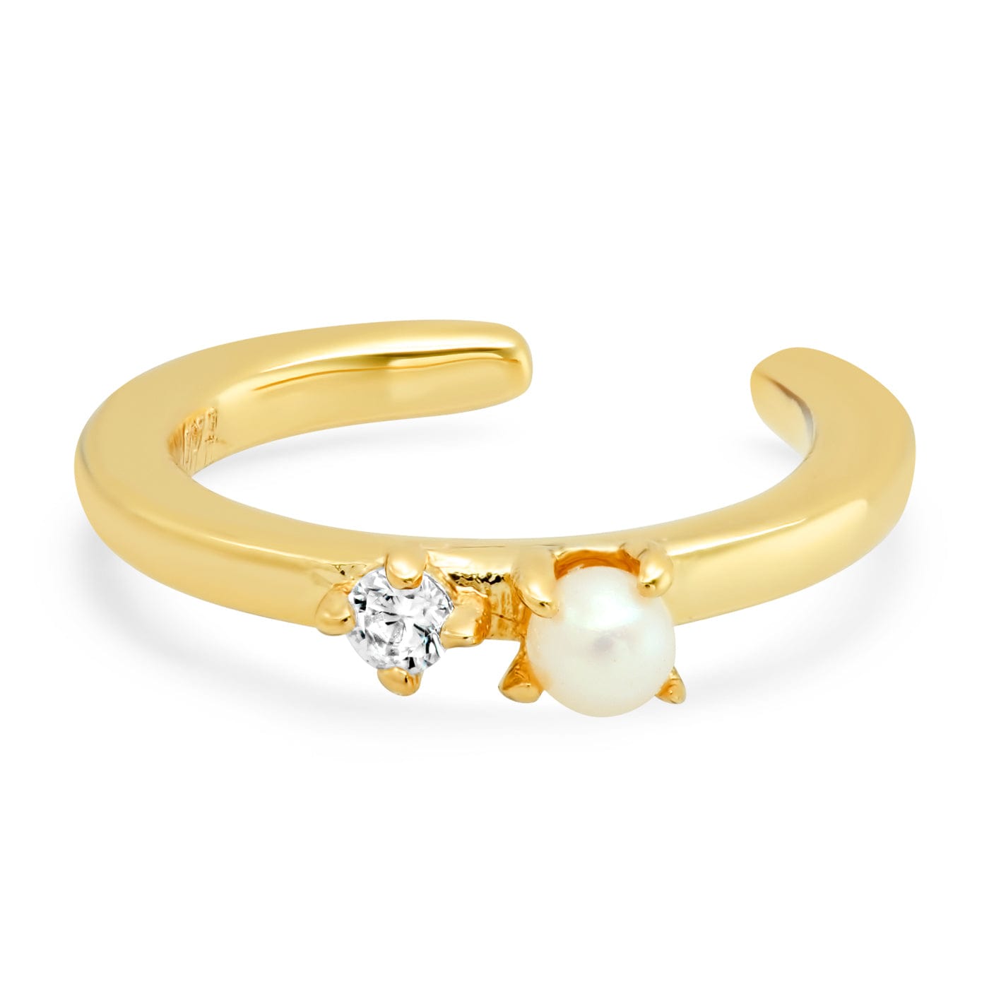 TAI JEWELRY Earrings Ear Cuff With Tiny Cz & Pearl Accents