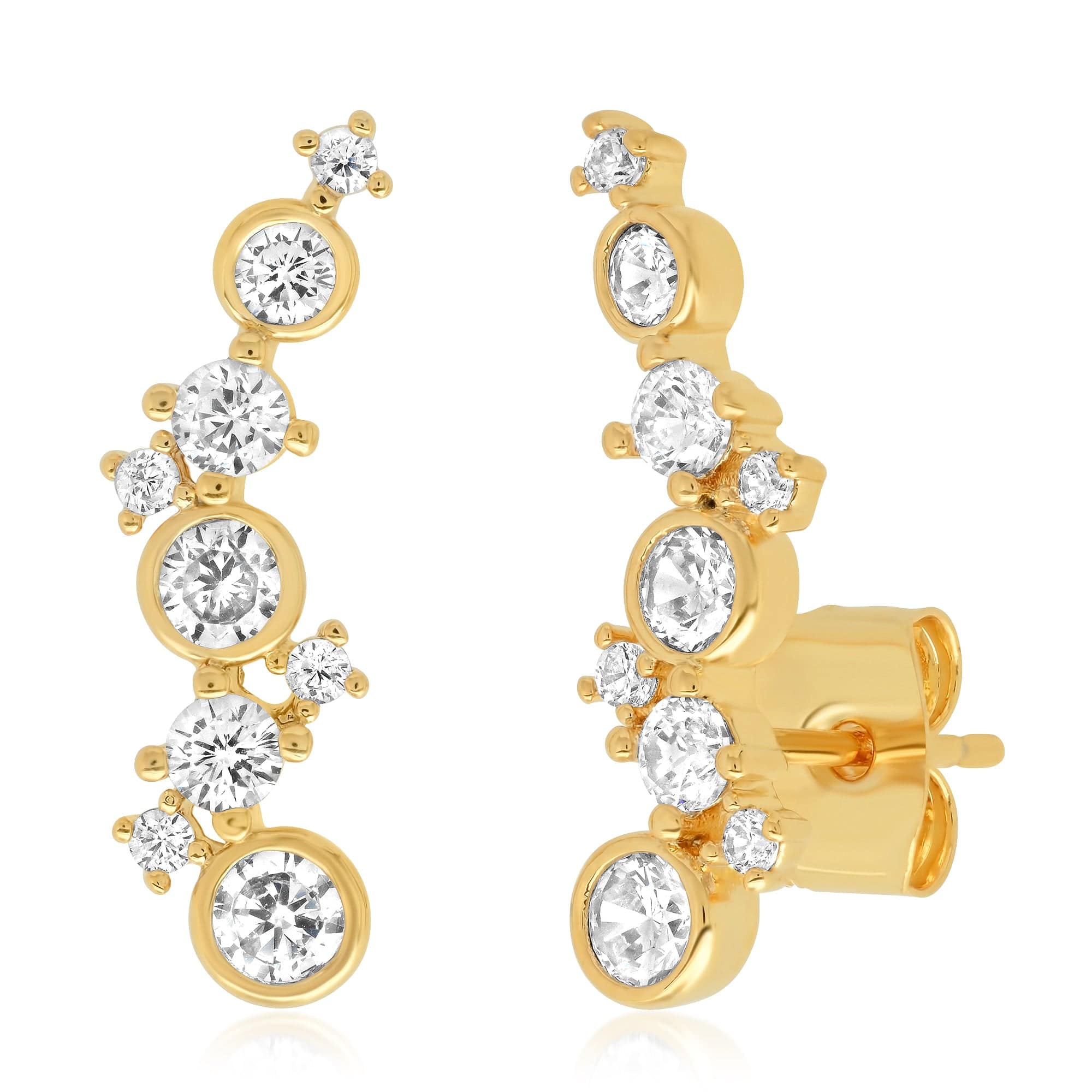 TAI JEWELRY | Elegant Gold Climbers With Cz Accents | Earrings |