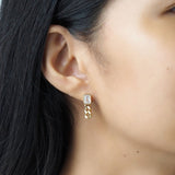 TAI JEWELRY Earrings Emerald Bezel Stud With Chain