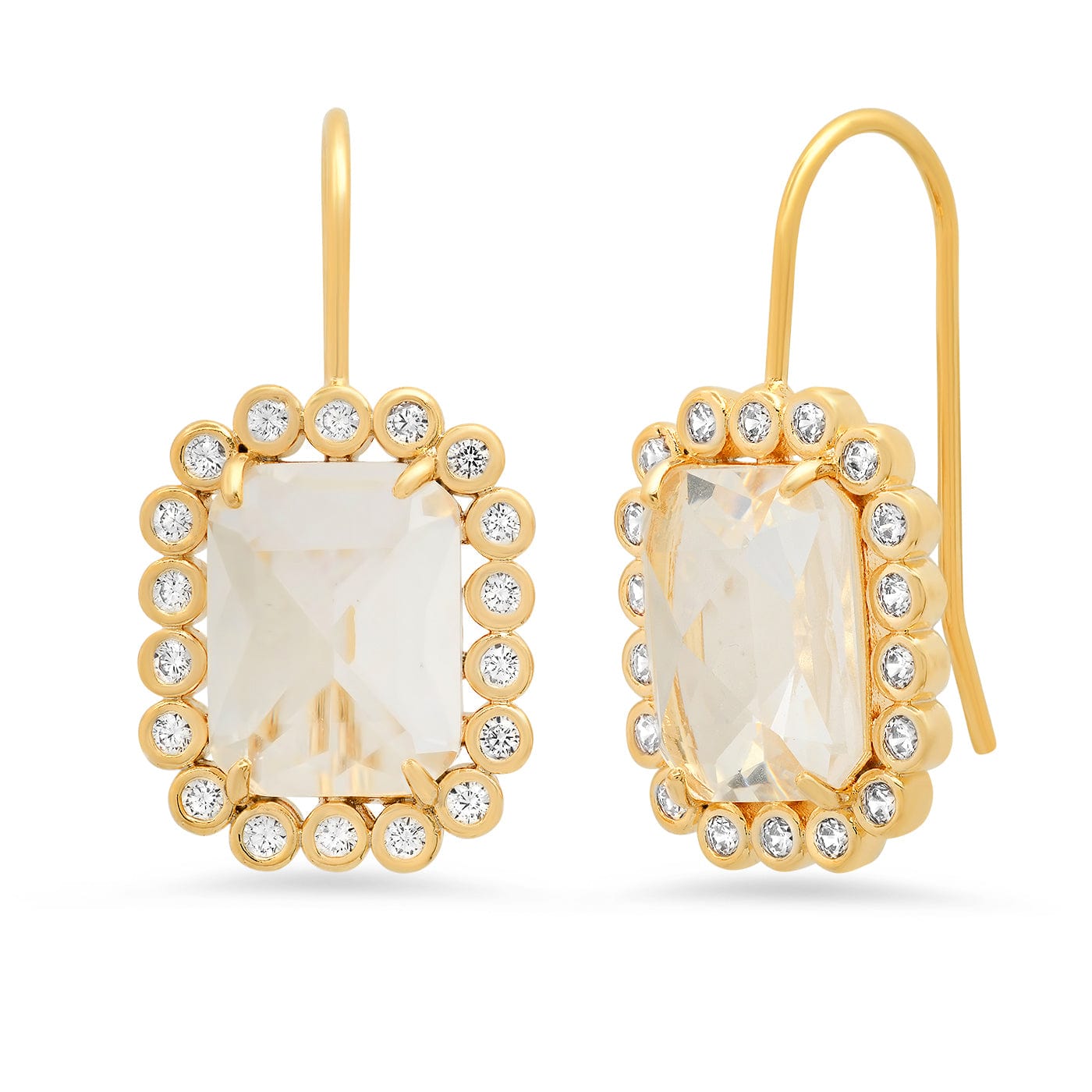 TAI JEWELRY | Emerald Cut CZ Halo Drop Earrings | Earrings |
