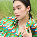 TAI JEWELRY | Emerald Cut Glass and Pearl Drop Earrings | Earrings |