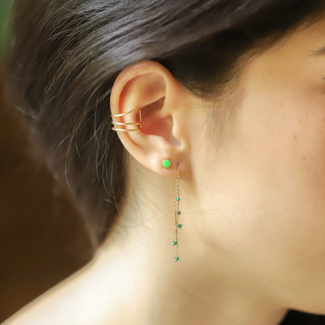 TAI JEWELRY Earrings Emerald Green CZ Threaders