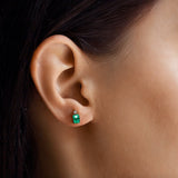 TAI JEWELRY | Emerald Stud Earrings with CZ Drop | Earrings |