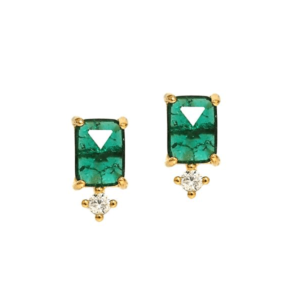 TAI JEWELRY earrings Emerald Stone Earrings With Cz Drop