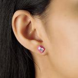 TAI JEWELRY | Enamel Bezel Set Rectangular CZ Studs | Earrings |