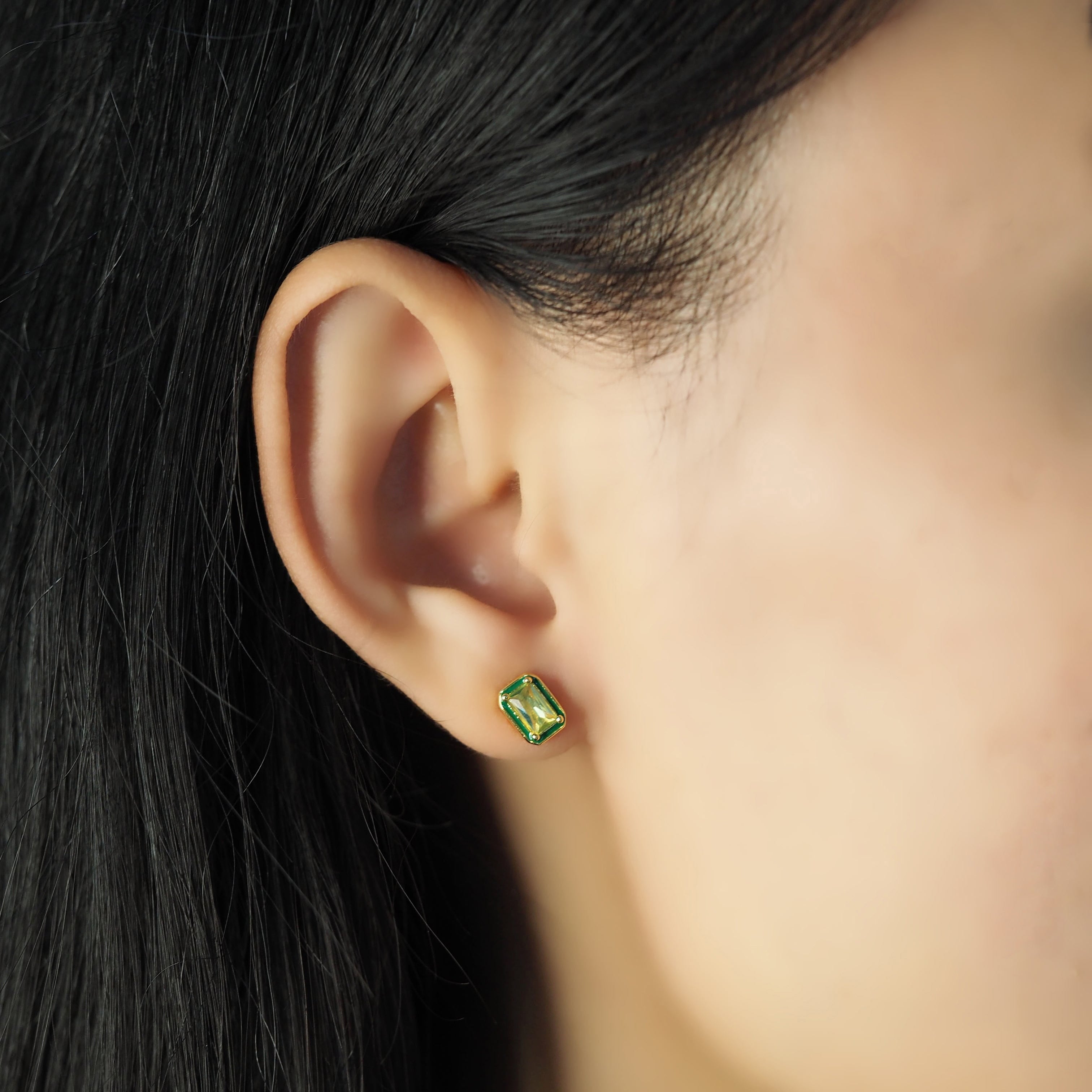 TAI JEWELRY | Enamel CZ Baguette Studs | Earrings |