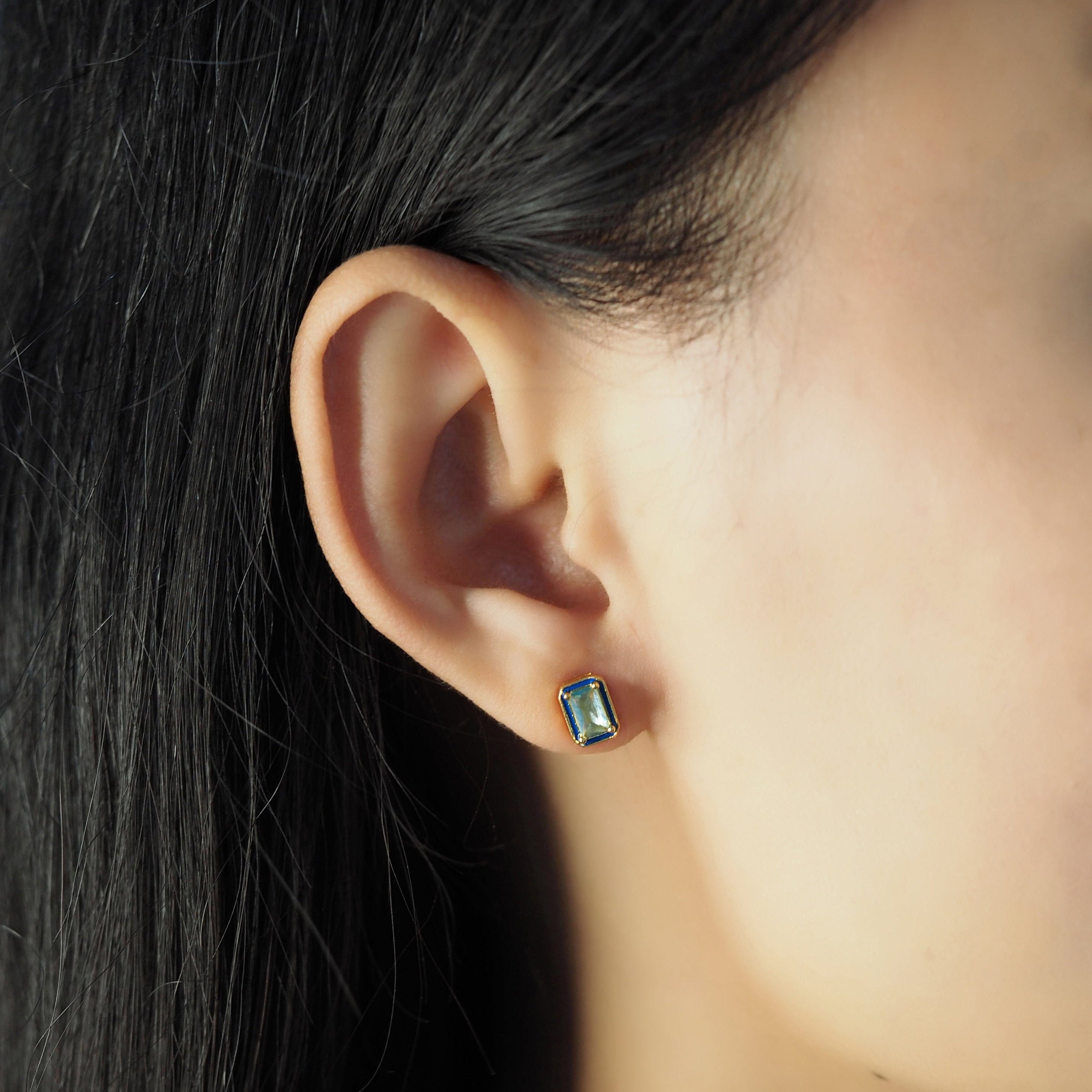 TAI JEWELRY | Enamel CZ Baguette Studs | Earrings |