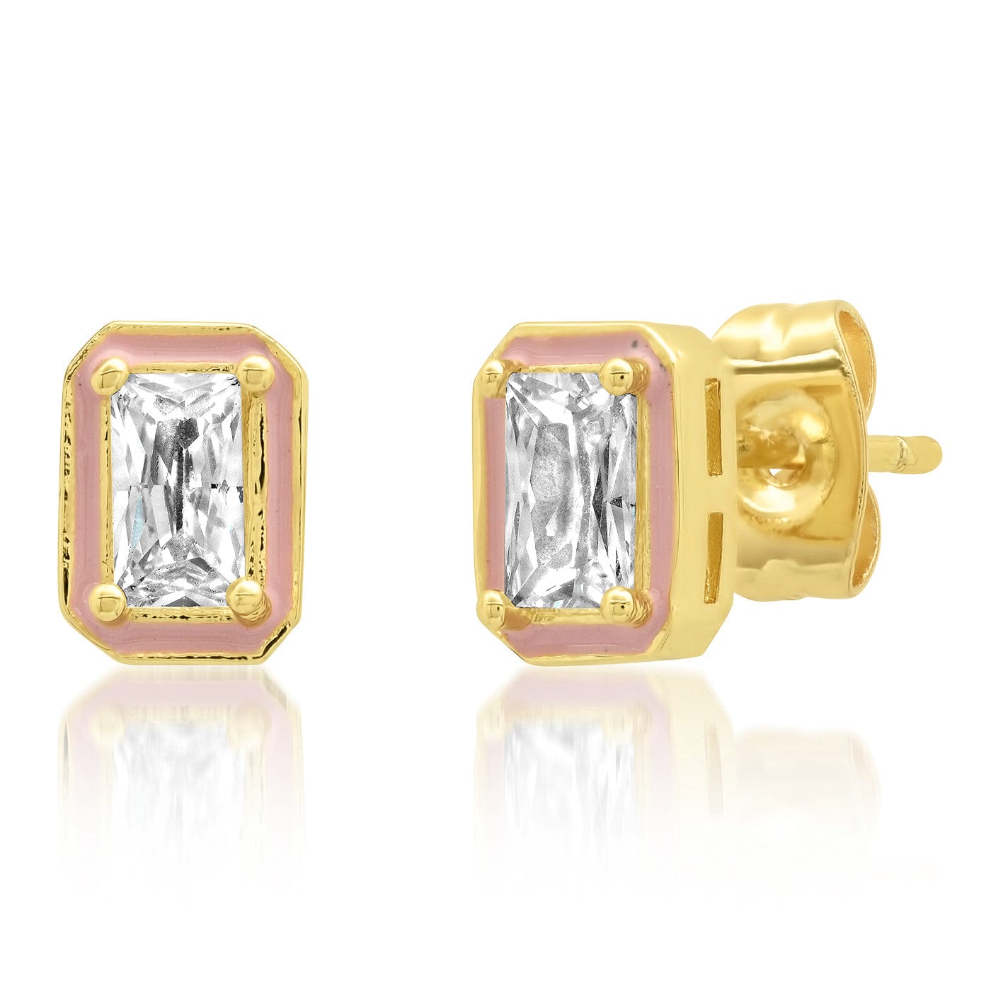 TAI JEWELRY | Enamel CZ Baguette Studs | Earrings |