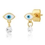 TAI JEWELRY | Enamel Eye Stud With CZ Dangle | Earrings |