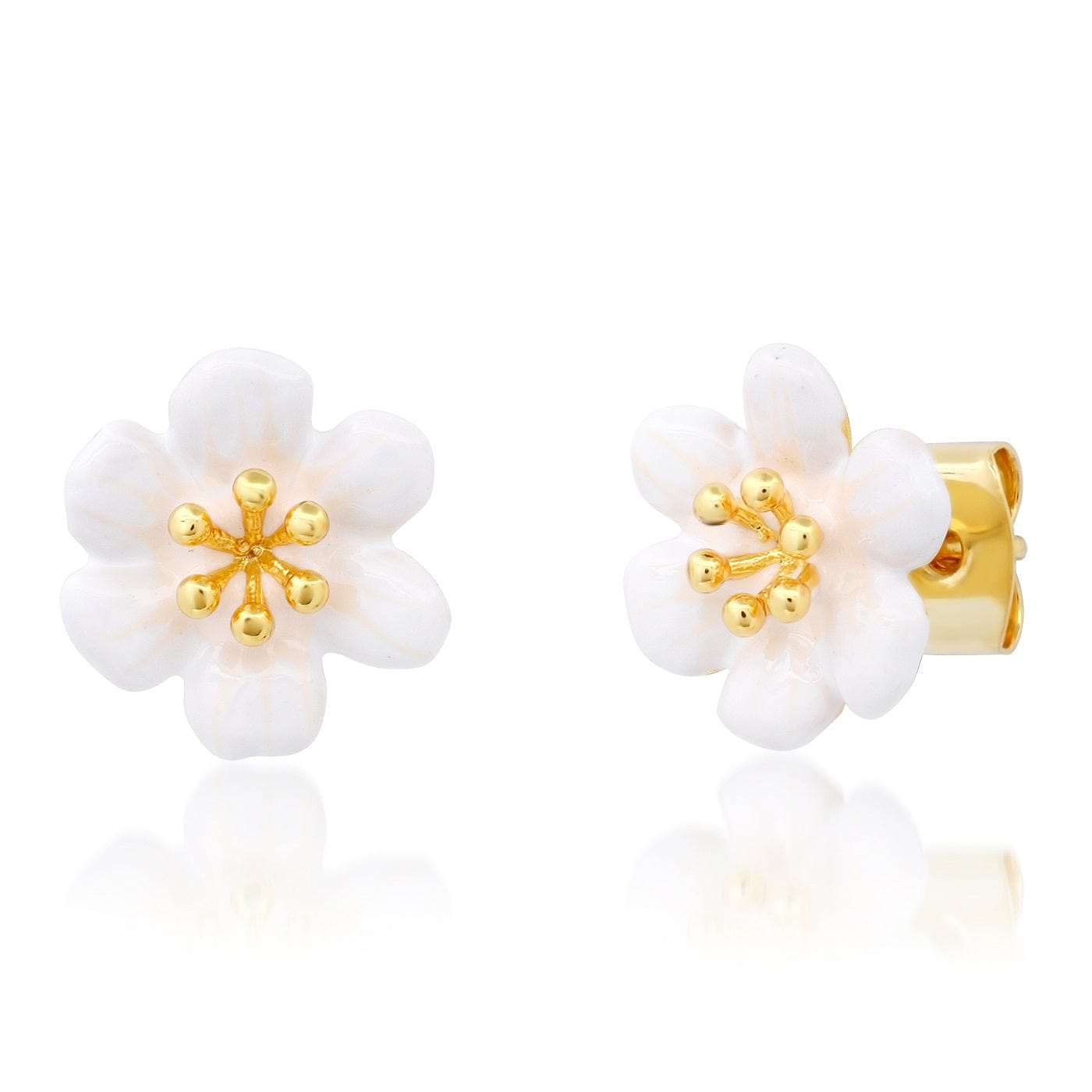 TAI JEWELRY Earrings White Enamel Flower Studs