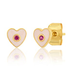 TAI JEWELRY | Enamel Heart Studs With CZ Accent | Earrings |