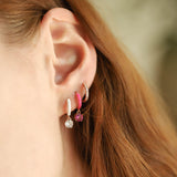 TAI JEWELRY | Enamel Huggie with Colored CZ Charm | Earrings |