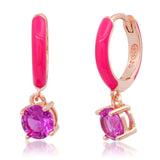 TAI JEWELRY | Enamel Huggie with Colored CZ Charm | Earrings |