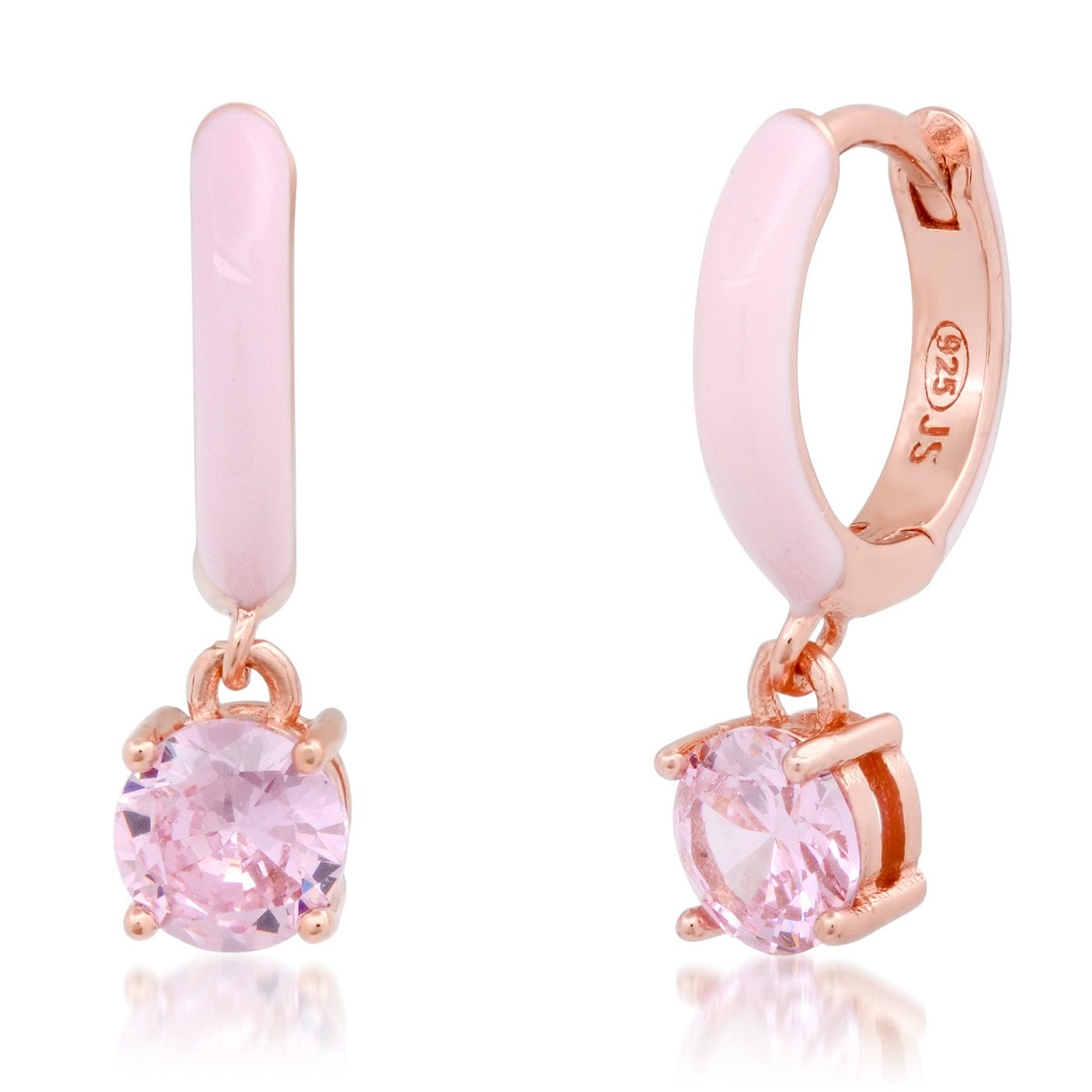 TAI JEWELRY | Enamel Huggie with Colored CZ Charm | Earrings |