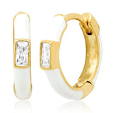 TAI JEWELRY | Enamel Huggie with CZ Baguette | Earrings |