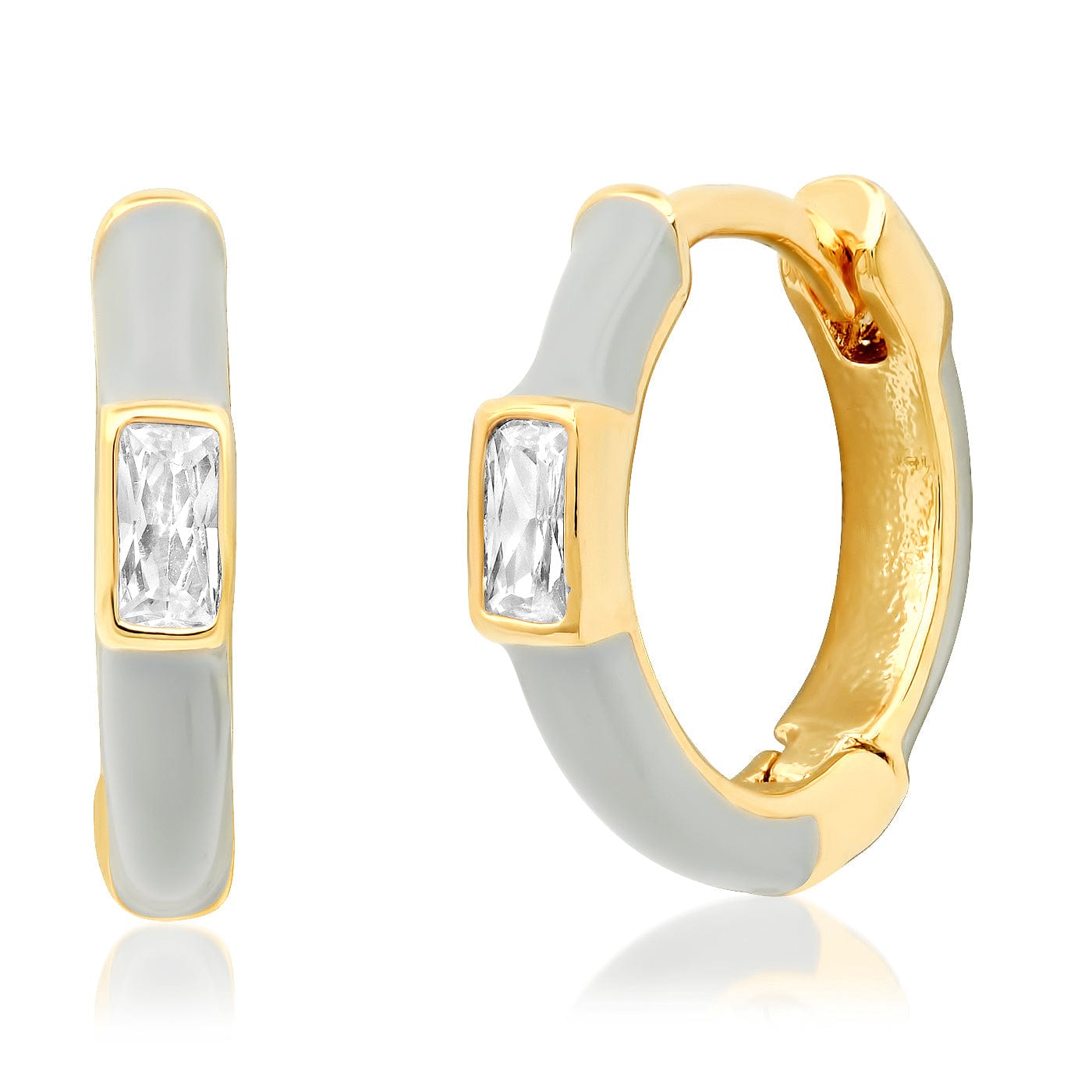 TAI JEWELRY | Enamel Huggie with CZ Baguette | Earrings |