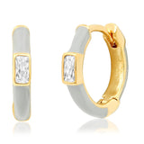 TAI JEWELRY | Enamel Huggie with CZ Baguette | Earrings |