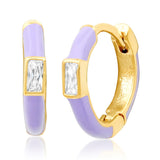 TAI JEWELRY | Enamel Huggie with CZ Baguette | Earrings |