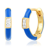 TAI JEWELRY | Enamel Huggie with CZ Baguette | Earrings |
