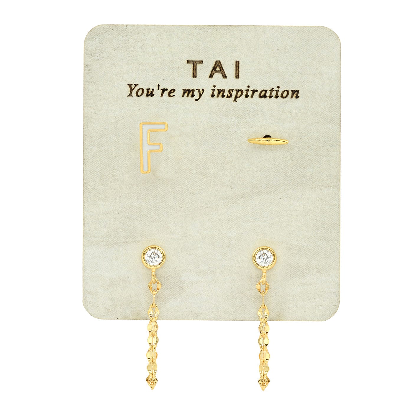 TAI JEWELRY | Enamel Monogram Stud Set | Earrings |