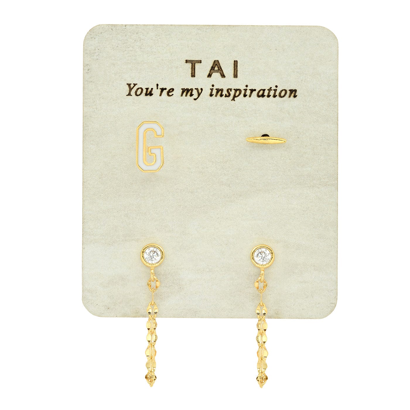 TAI JEWELRY | Enamel Monogram Stud Set | Earrings |
