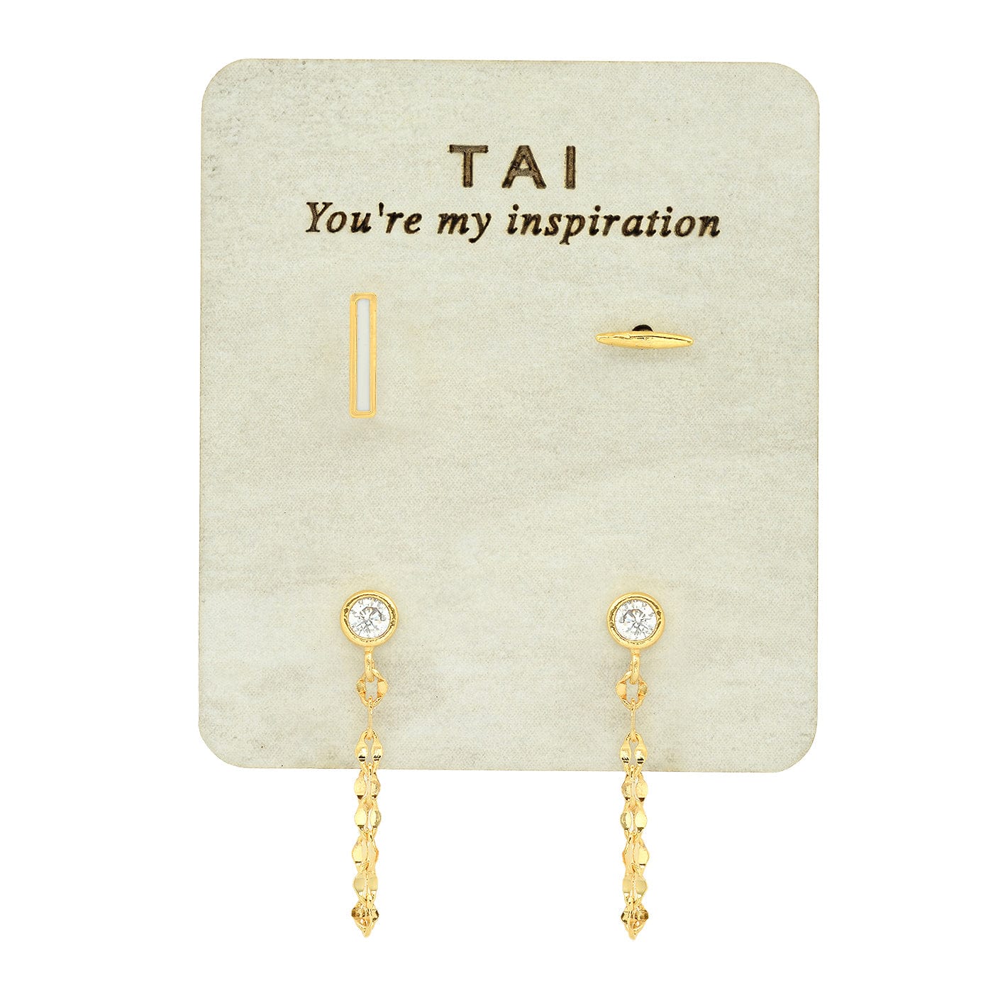 TAI JEWELRY | Enamel Monogram Stud Set | Earrings |