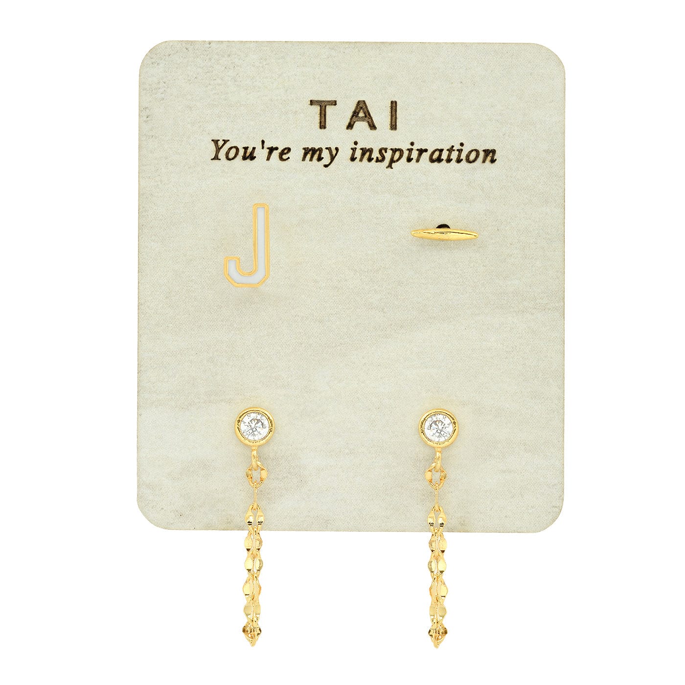 TAI JEWELRY | Enamel Monogram Stud Set | Earrings |