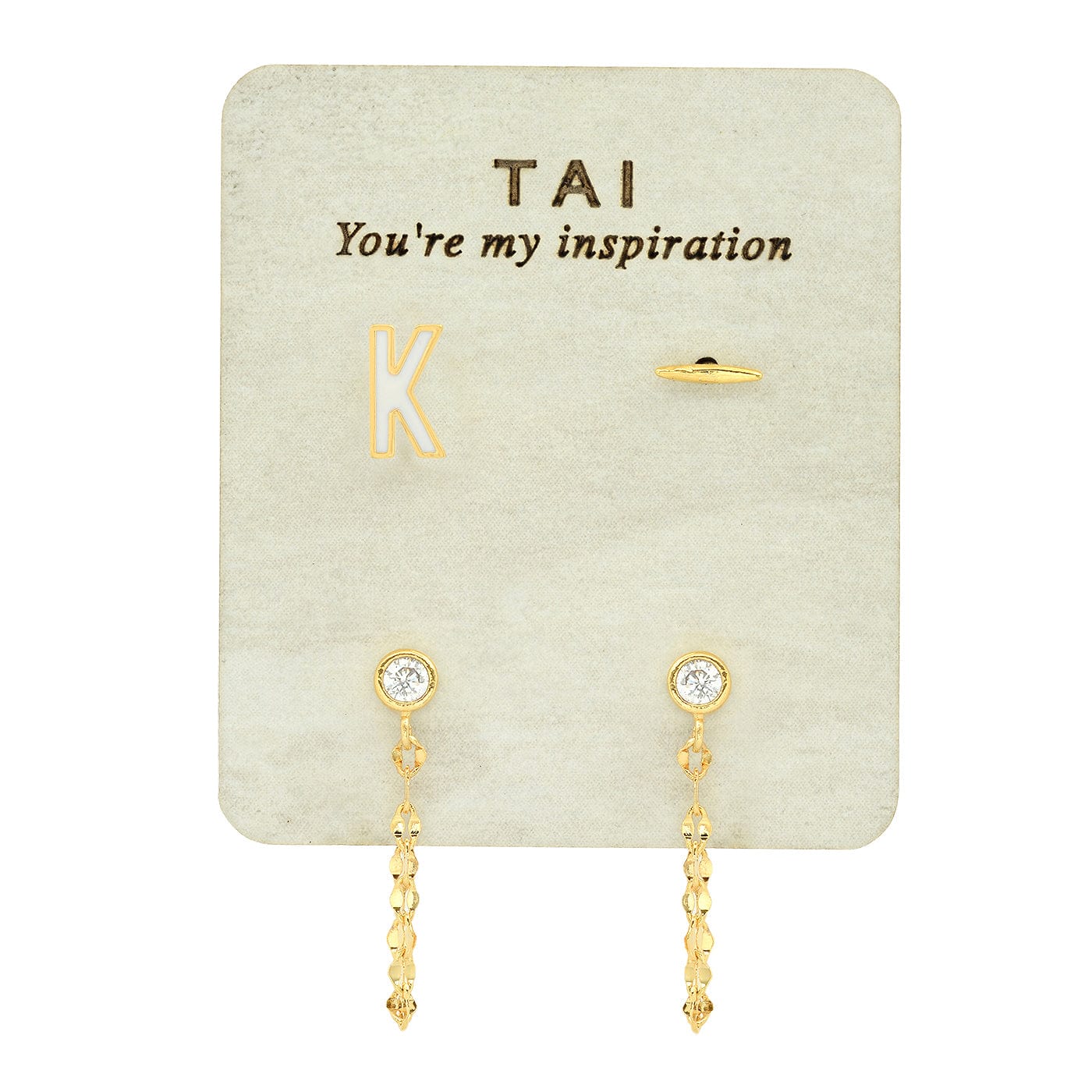 TAI JEWELRY | Enamel Monogram Stud Set | Earrings |