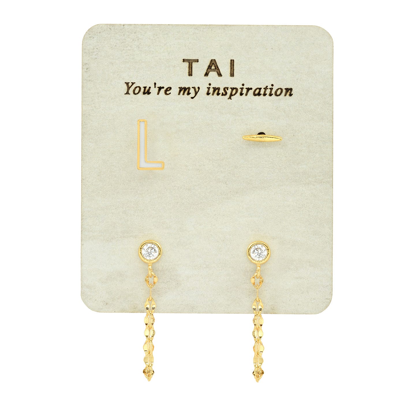 TAI JEWELRY | Enamel Monogram Stud Set | Earrings |