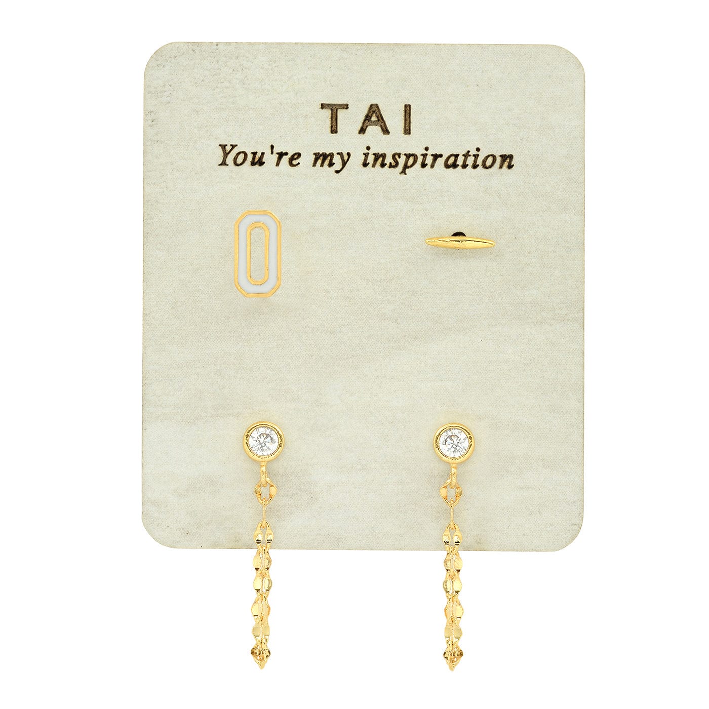 TAI JEWELRY | Enamel Monogram Stud Set | Earrings |