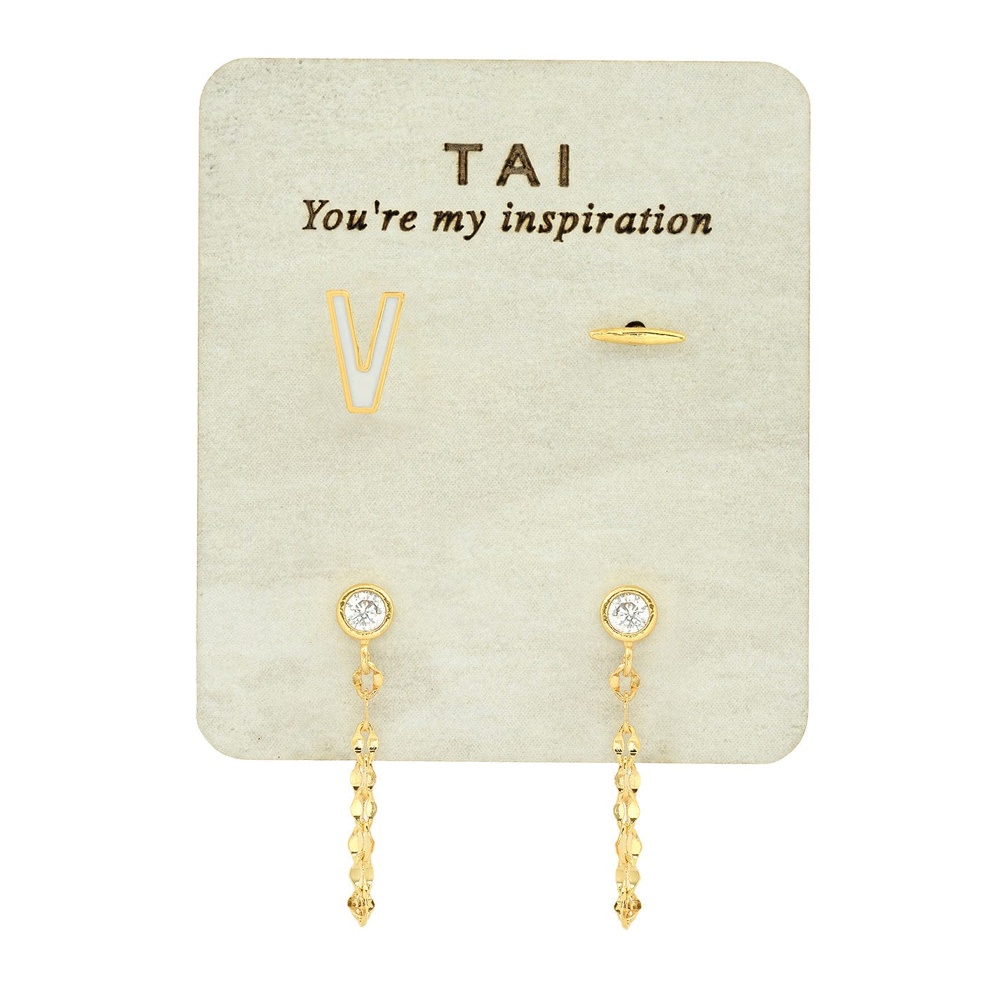 TAI JEWELRY | Enamel Monogram Stud Set | Earrings |