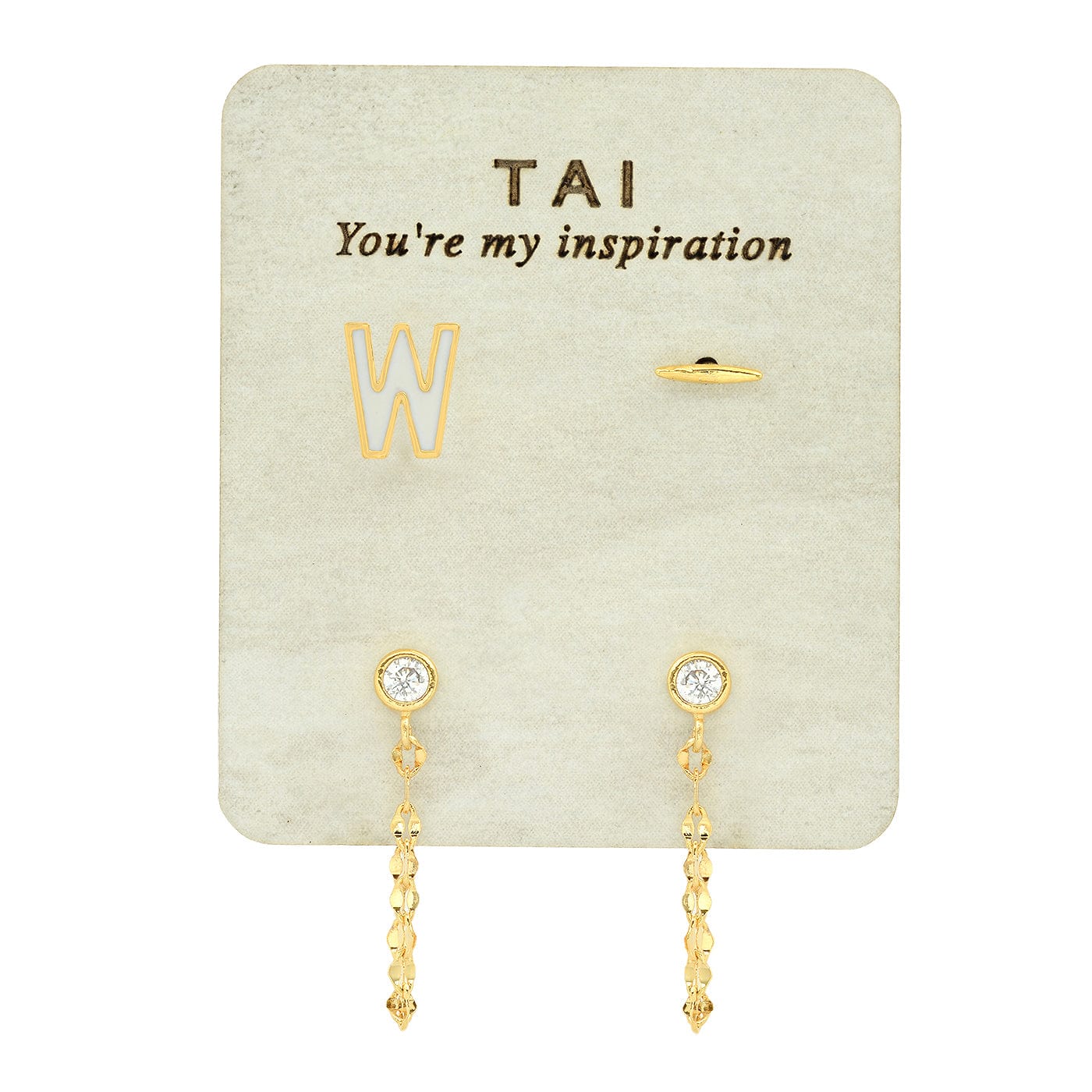 TAI JEWELRY | Enamel Monogram Stud Set | Earrings |