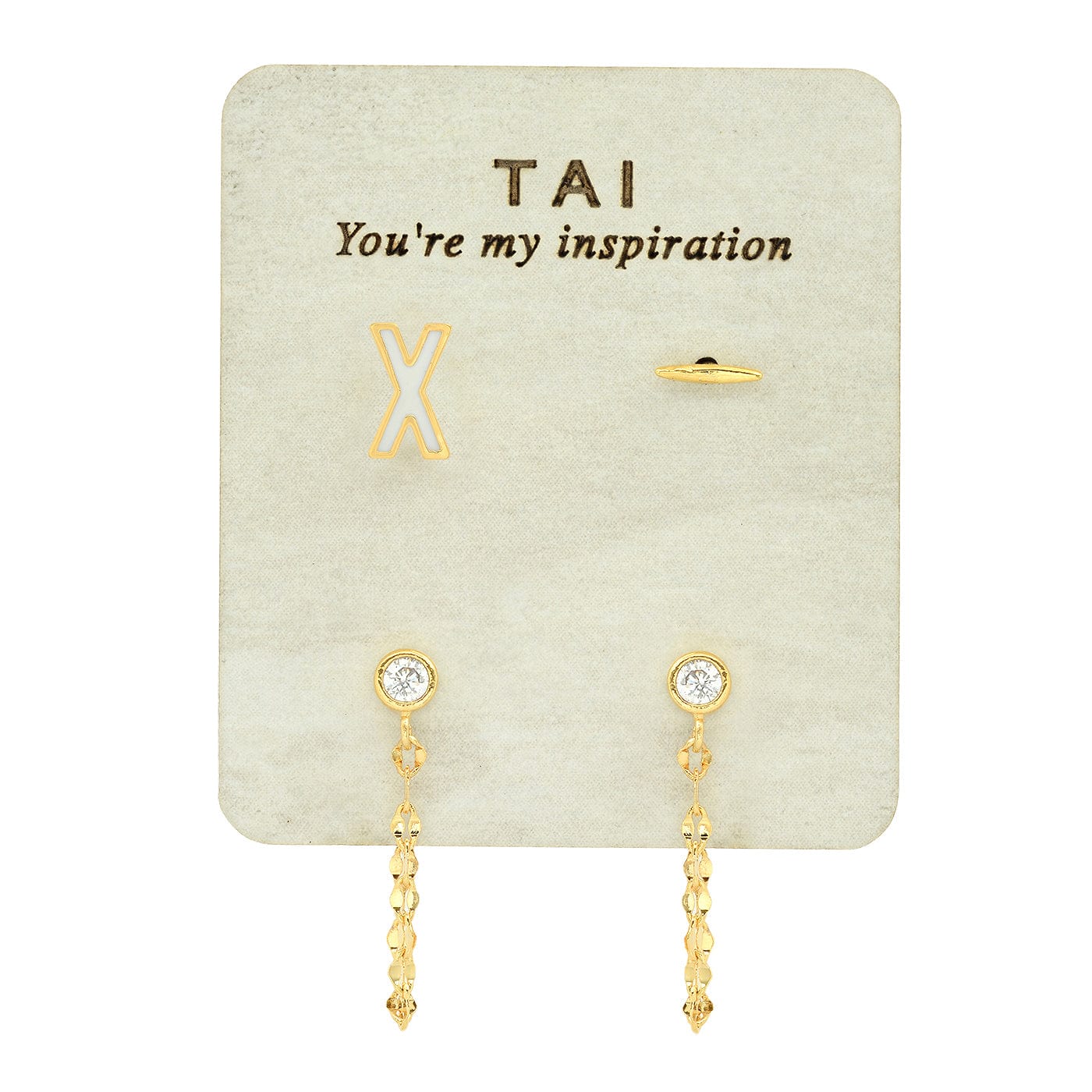 TAI JEWELRY | Enamel Monogram Stud Set | Earrings |