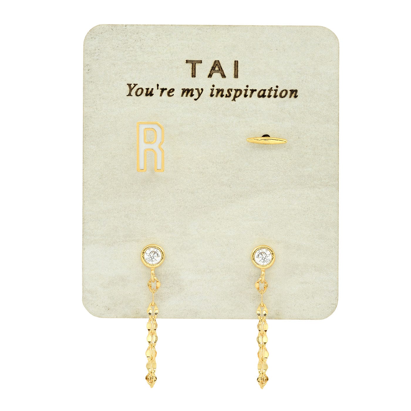 TAI JEWELRY | Enamel Monogram Stud Set | Earrings |