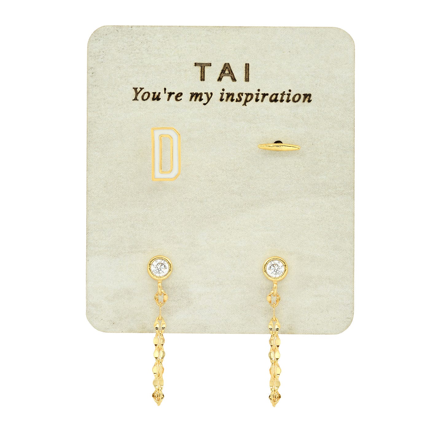 TAI JEWELRY | Enamel Monogram Stud Set | Earrings |