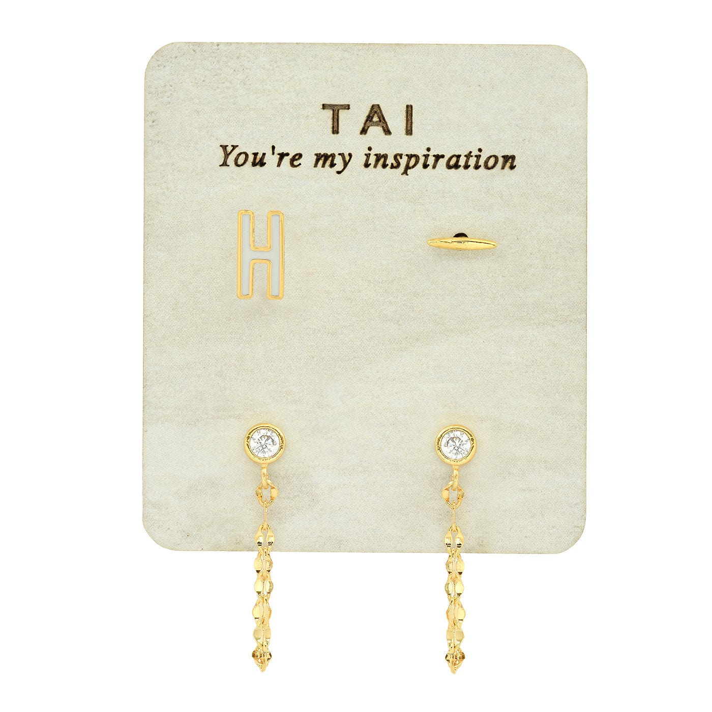 TAI JEWELRY | Enamel Monogram Stud Set | Earrings |
