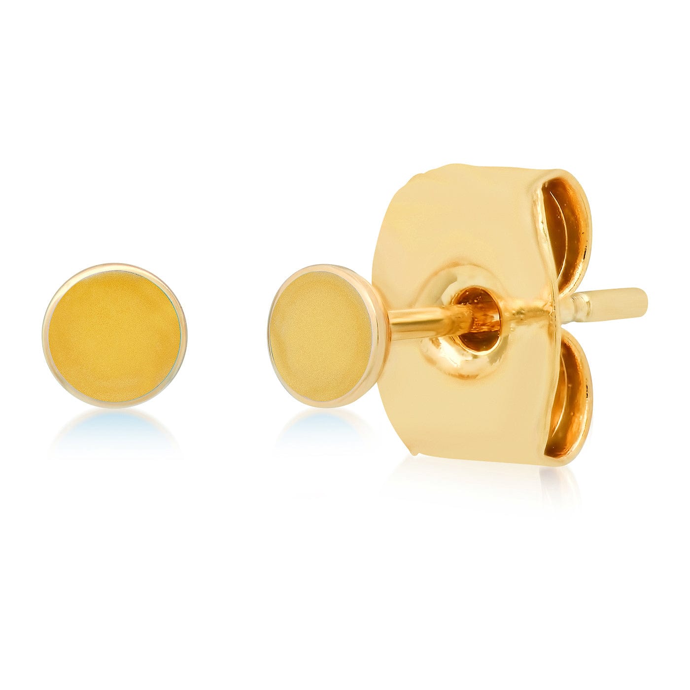 TAI JEWELRY Earrings Yellow Enamel Round Disc Stud