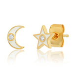 TAI JEWELRY | Enamel Star And Moon Studs | Earrings |