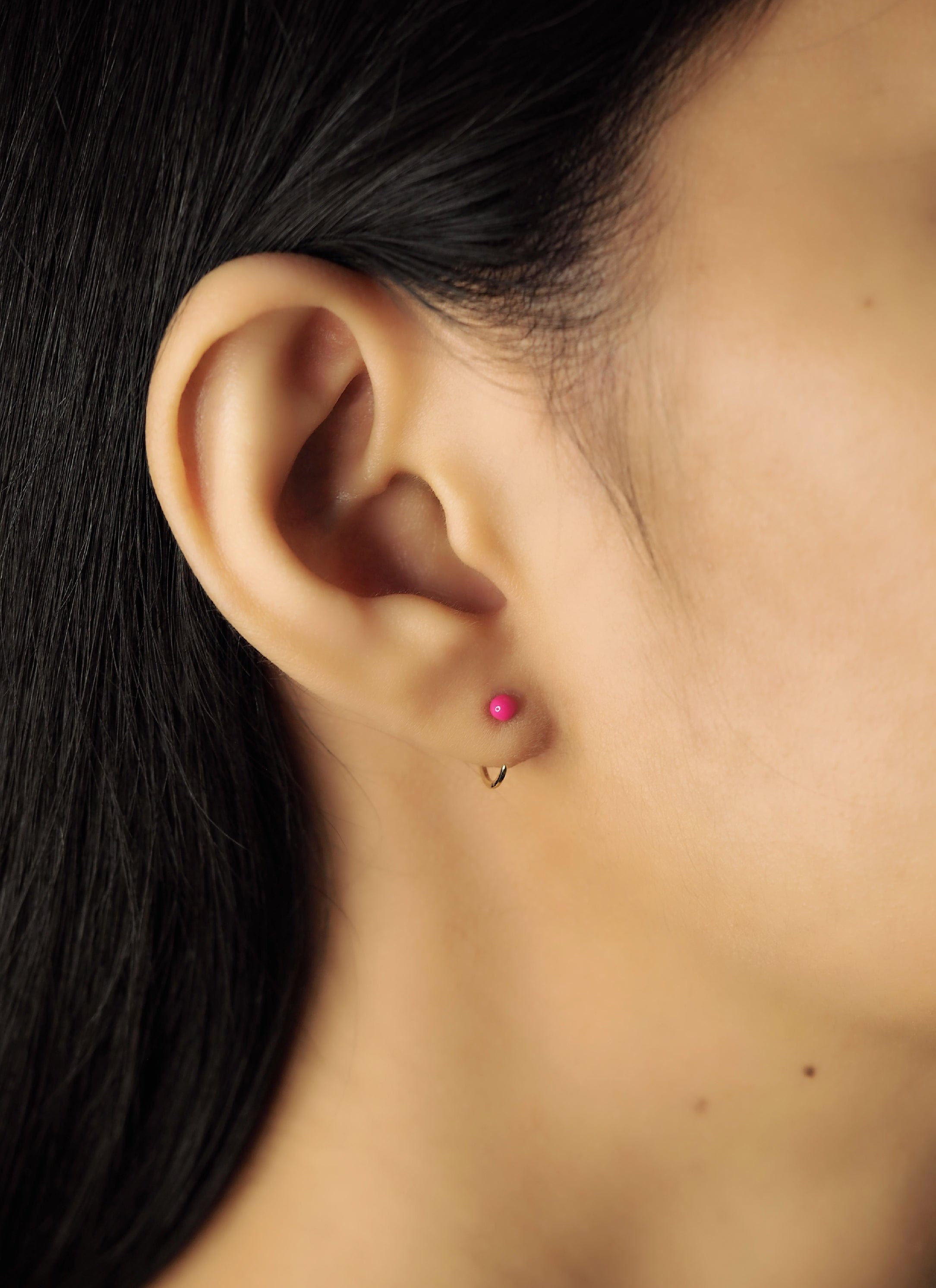 TAI JEWELRY | Enamel Stud Huggie | Earrings |