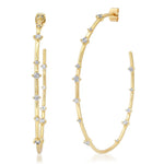 TAI JEWELRY Earrings Extra Large Gold Hoops with CZ Stations