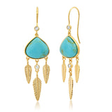 TAI JEWELRY Earrings TURQUOISE Feather Stone Drop Earrings