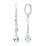 TAI JEWELRY Earrings Silver Floating Gem Drop Huggies